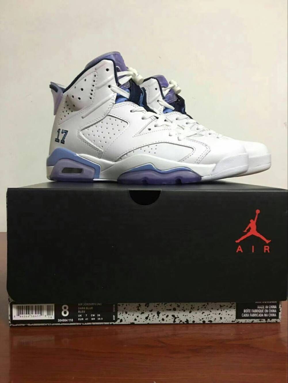 New Air Jordan 6 North Carnolina University White Blue Shoes